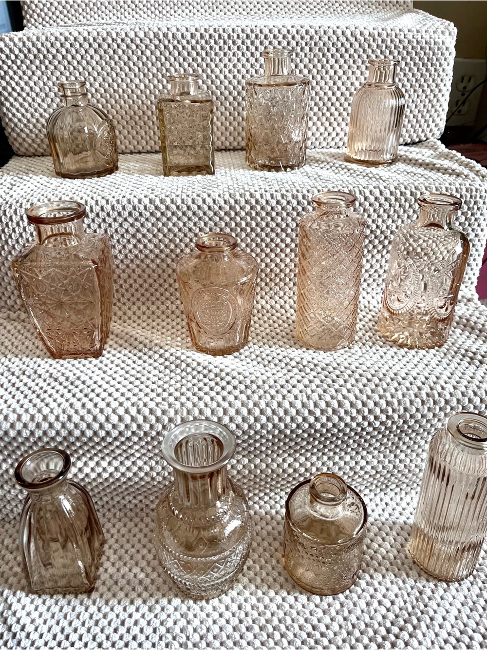 Vintage-Inspired Amber Glass Vases - Set of Decorative Home Accents